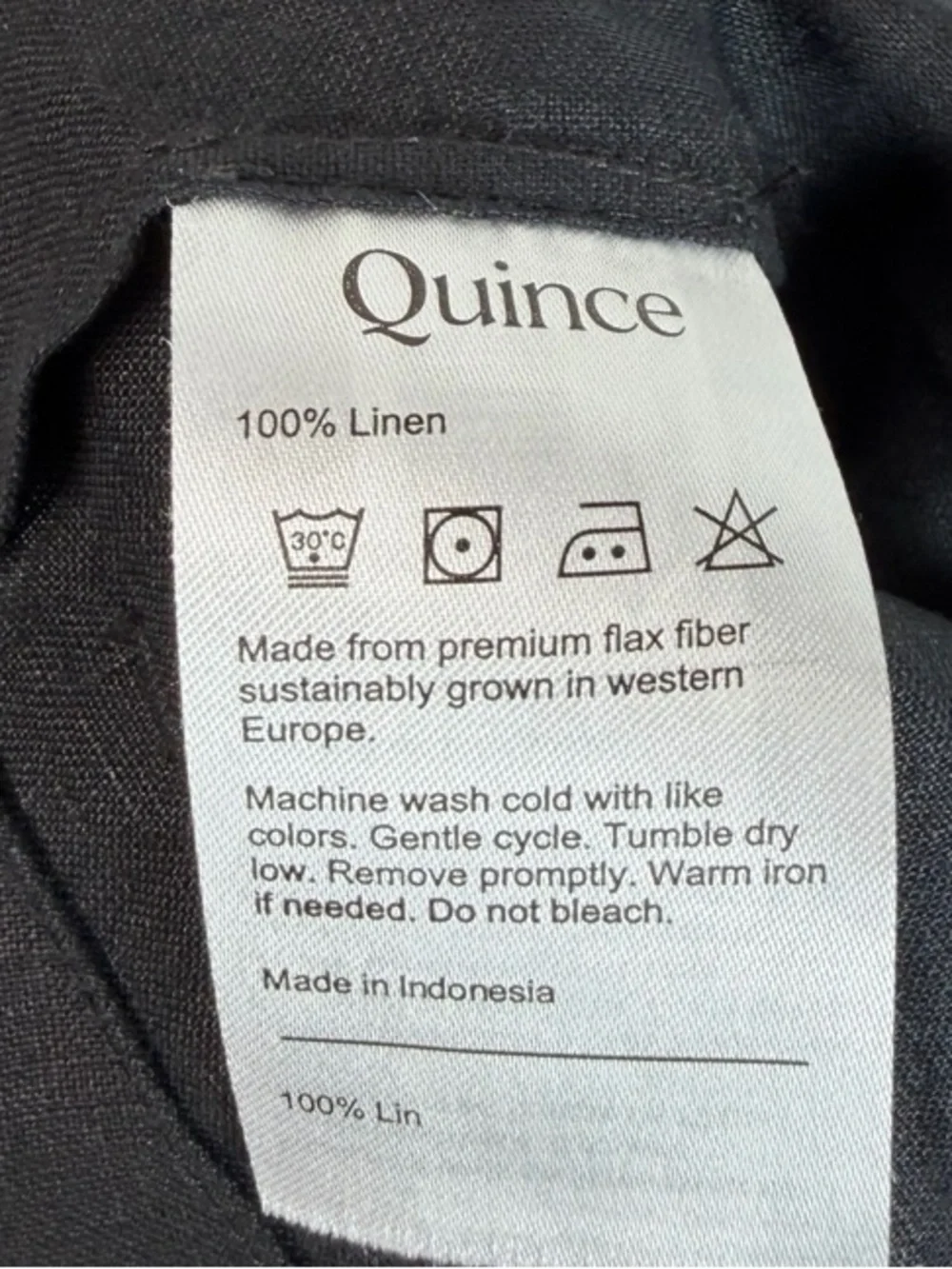 Quince Black 100% European Linen Patch Pocket Wide Leg High Rise Pants 6 NWT